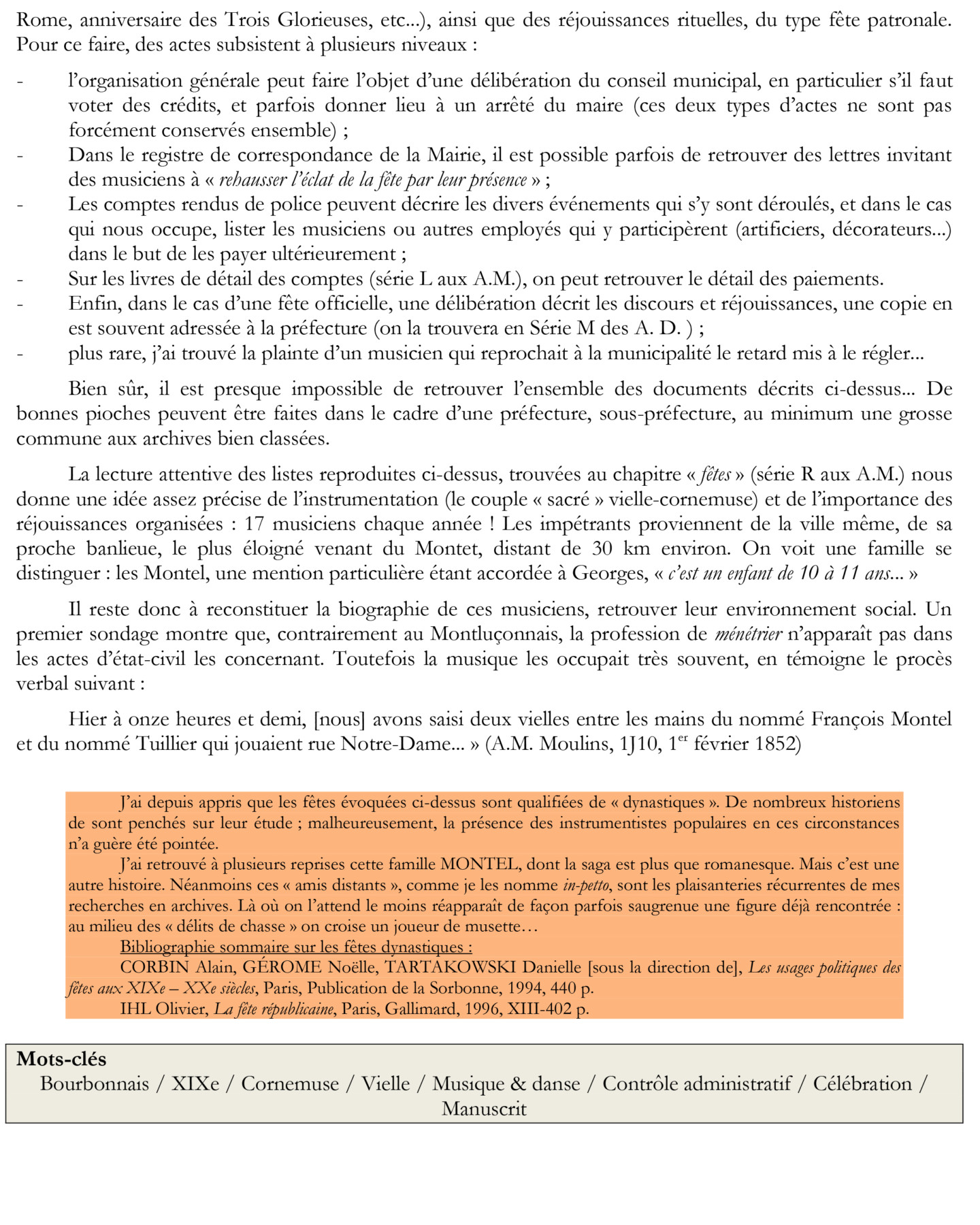 PDM07 – Factures de ménétriers, Moulins (Allier), 1851-52