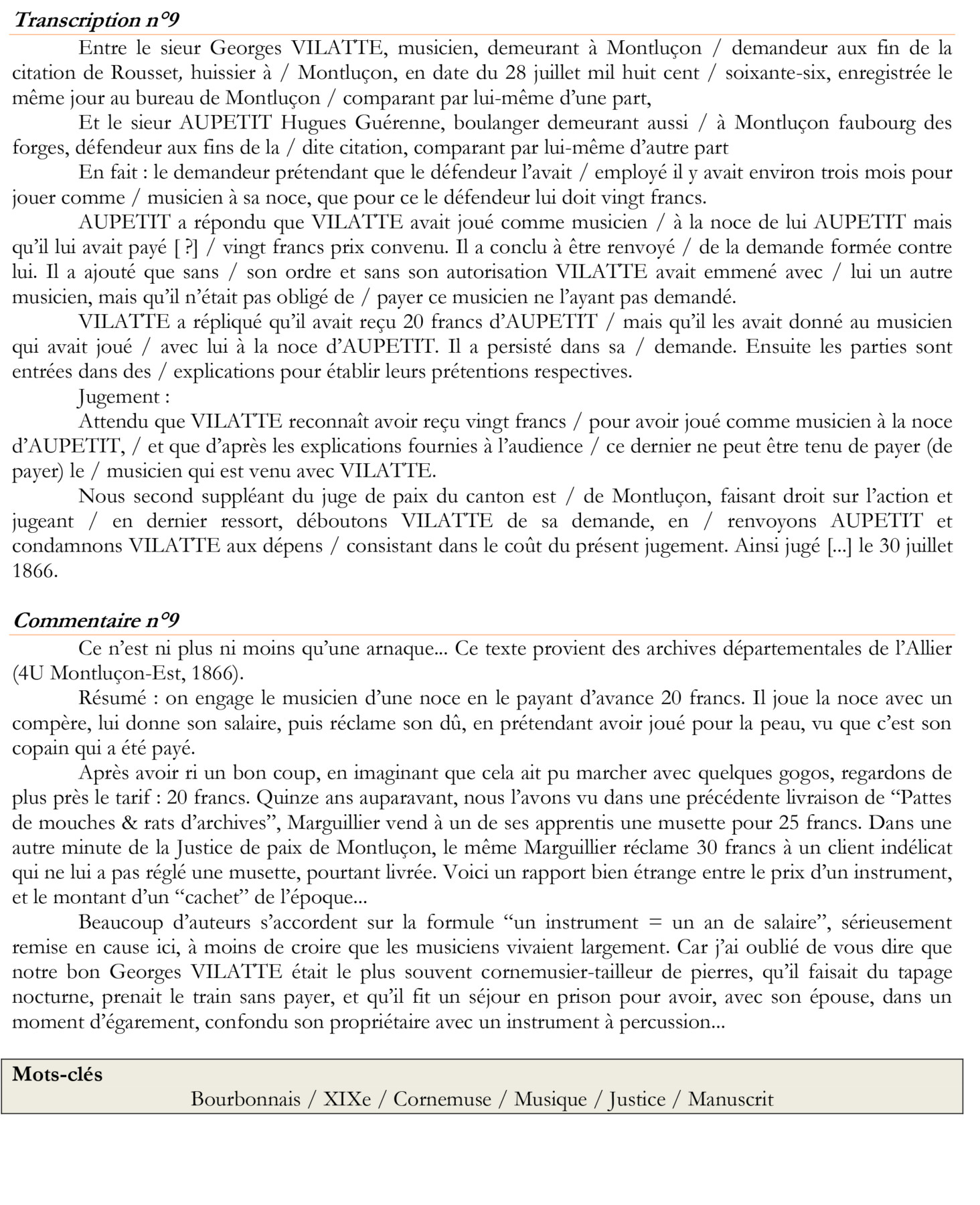 PDM09 – Tentative d’arnaque à la cornemuse, Montluçon, 1866